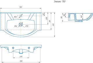 Мебельная раковина Kirovit Элеганс SD-00000589 75 см